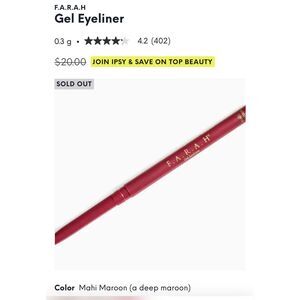 NIB Sealed F.A.R.A.H. Gel Eyeliner in Mahi Maroon Full Size
